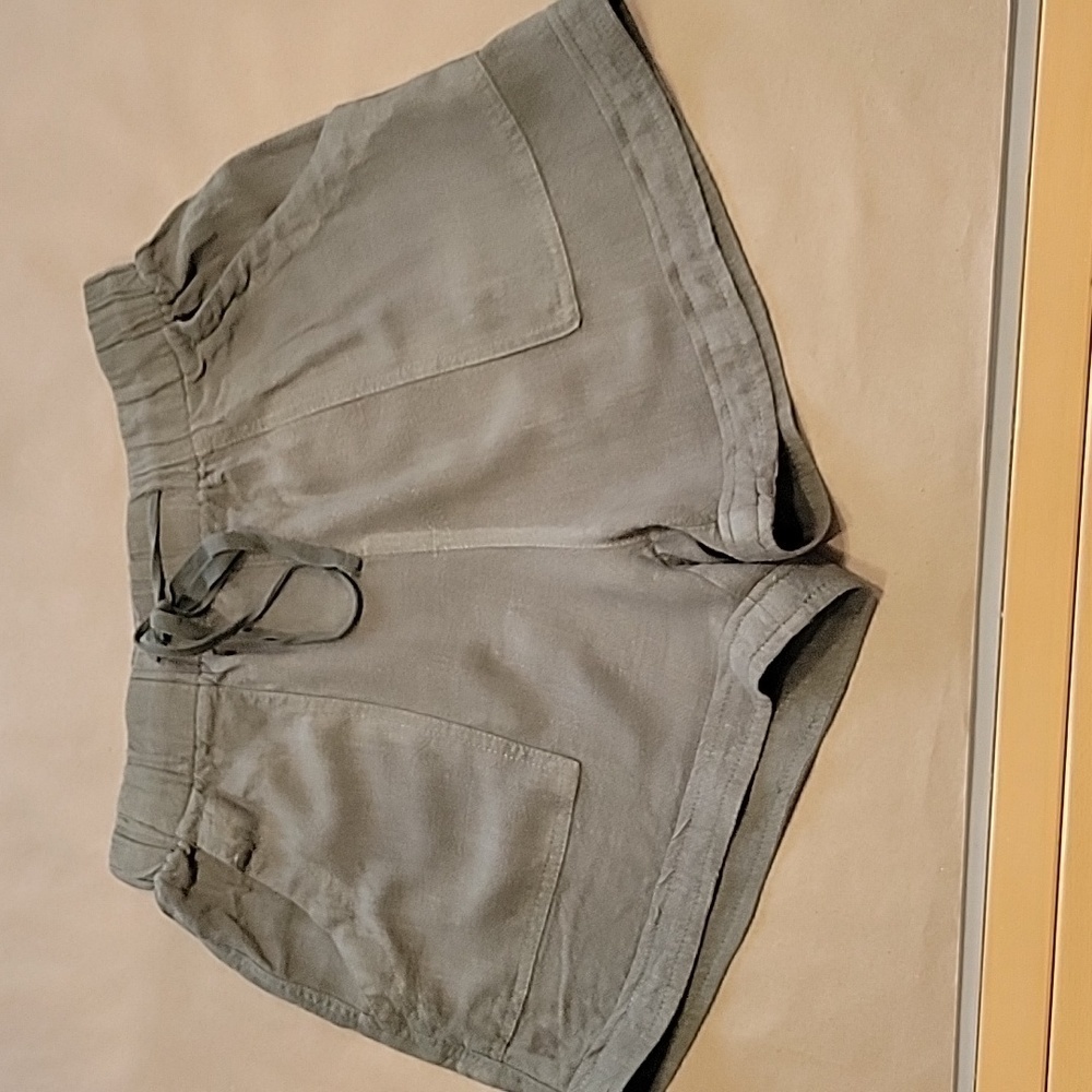 Unbranded Size S Dark Olive Green / Army Green Linen Blend Shorts